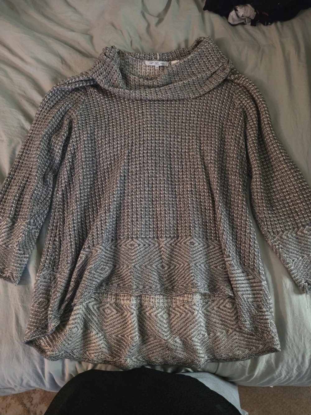 eight eight eight Heathered Gray Cowl-Neck Knit Sweater